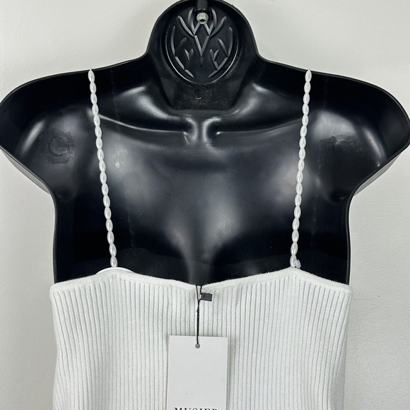 NWT Musier Paris Women's Pearls Ribbed Cropped Top Shirt Size 42 White - Picture 10 of 15